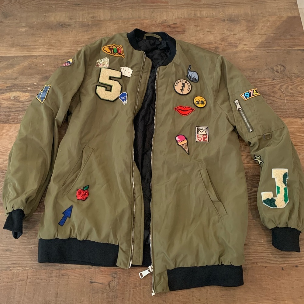 COPY - Military green Trf Jacket + patches & embr…